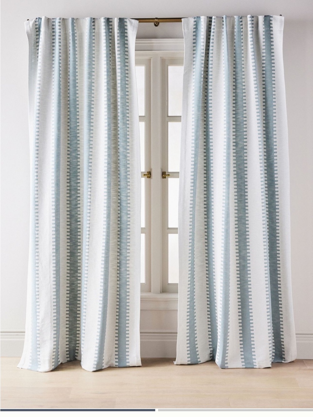 Anthropologie Cotton Jacquard Notched Stripe Curtain Panel Single